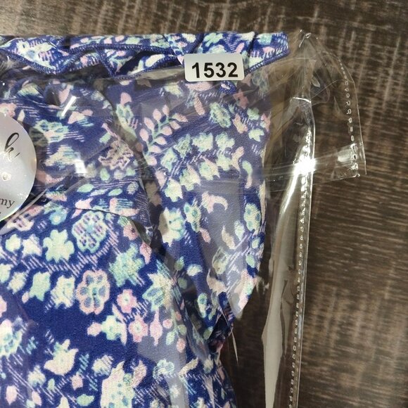 Rebecca Taylor Women 100%Silk Floral Ruffle Hem Top XS Blue Romantic Boho Spring - Picture 10 of 10